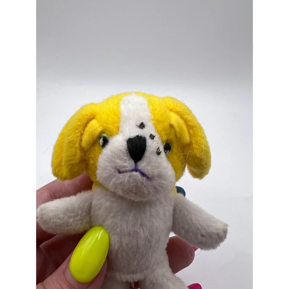 Vintage Lisa Frank Mini White & Yellow Plush Dog Pencil Topper Finger Puppet